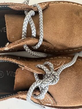 Sperry Kids Brown Suede Boat Shoes with Gray Laces